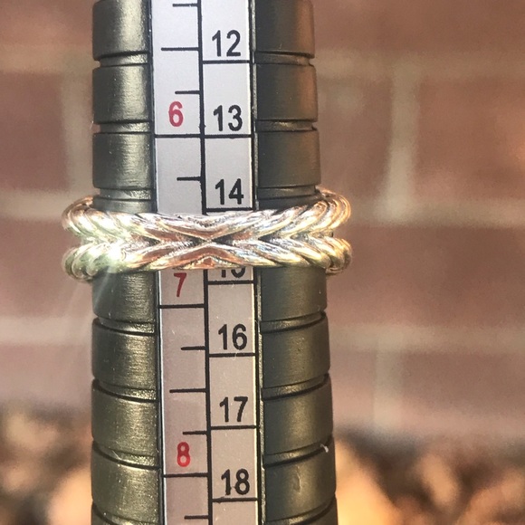 David Yurman S Silver Cushion On Point 14mm Garnet Red & Diamond Ring Sz 6.75 - Picture 11 of 13